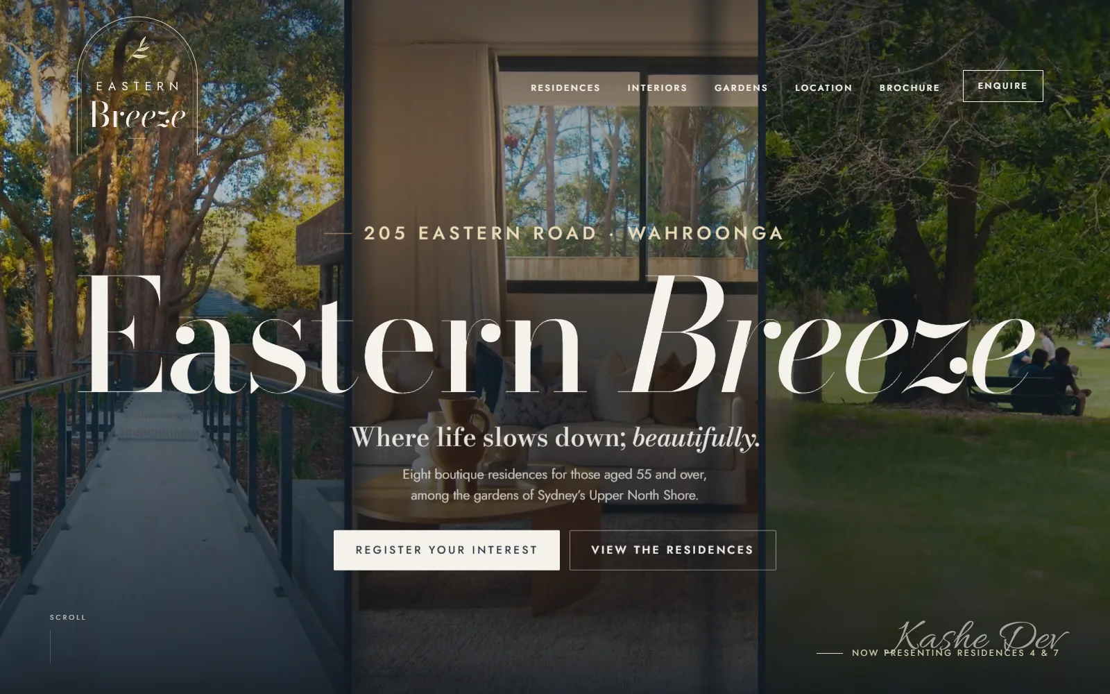Eastern Breeze: Sales website for eight homes for over-55s in Wahroonga, Sydney.